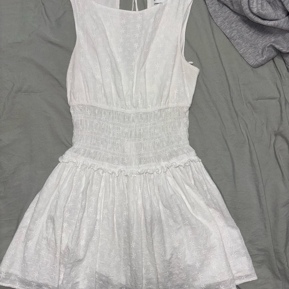 Princess Polly White Eyelet Smocked Waist Sundress